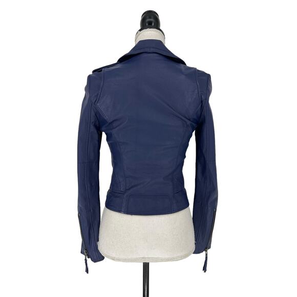 Joie Ailey Leather Moto Jacket in Sergeant Blue - Picture 15 of 16